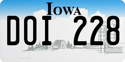 IA license plate DOI228