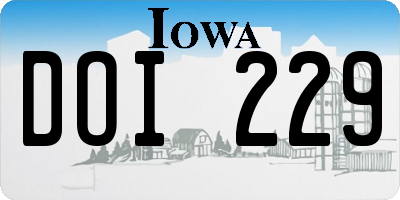 IA license plate DOI229