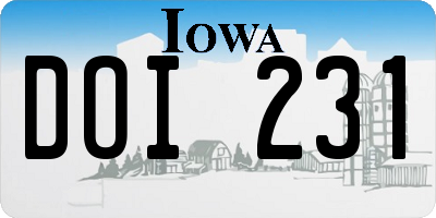 IA license plate DOI231
