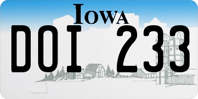 IA license plate DOI233