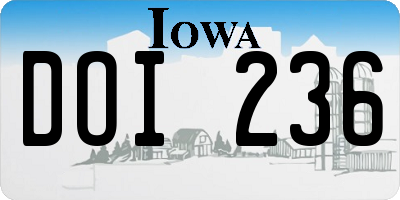 IA license plate DOI236