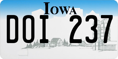 IA license plate DOI237