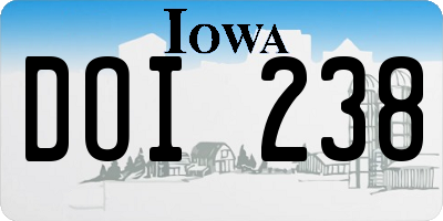 IA license plate DOI238