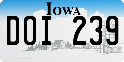 IA license plate DOI239
