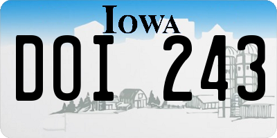 IA license plate DOI243