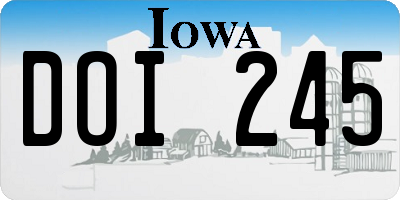 IA license plate DOI245