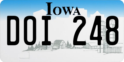 IA license plate DOI248