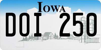 IA license plate DOI250