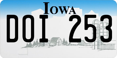 IA license plate DOI253