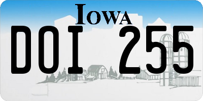 IA license plate DOI255