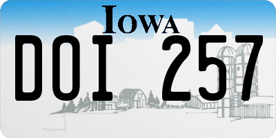 IA license plate DOI257