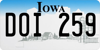 IA license plate DOI259