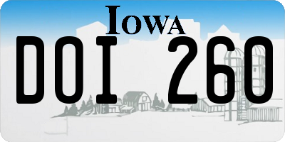 IA license plate DOI260