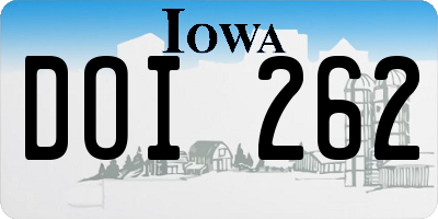 IA license plate DOI262