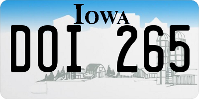 IA license plate DOI265