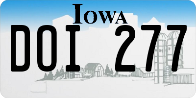 IA license plate DOI277