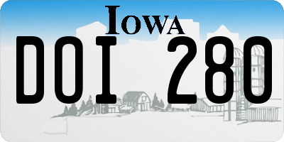 IA license plate DOI280