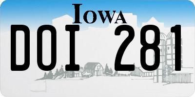 IA license plate DOI281