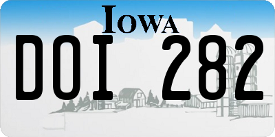 IA license plate DOI282