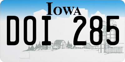 IA license plate DOI285