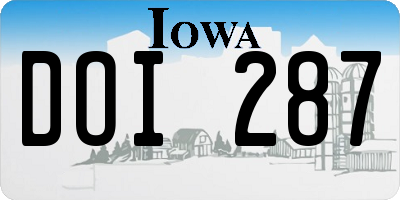 IA license plate DOI287