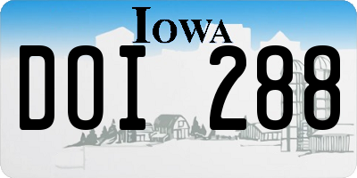 IA license plate DOI288