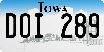 IA license plate DOI289