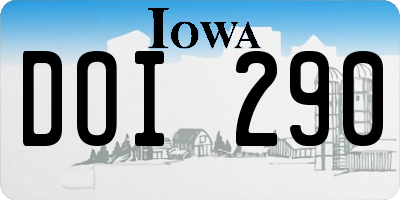 IA license plate DOI290