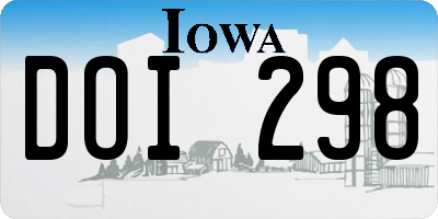IA license plate DOI298