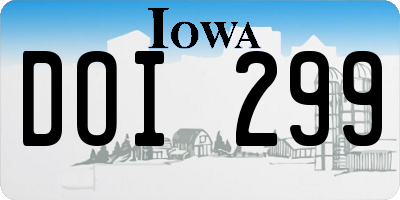 IA license plate DOI299