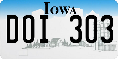 IA license plate DOI303