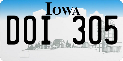 IA license plate DOI305