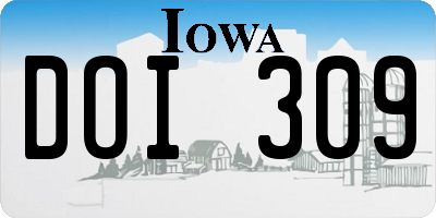 IA license plate DOI309
