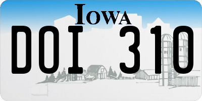IA license plate DOI310