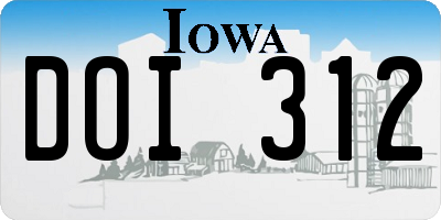 IA license plate DOI312
