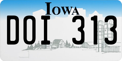 IA license plate DOI313