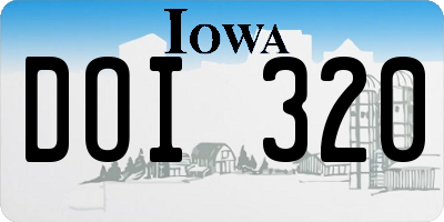 IA license plate DOI320