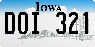 IA license plate DOI321
