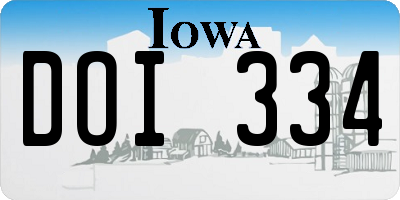 IA license plate DOI334