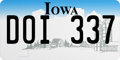 IA license plate DOI337