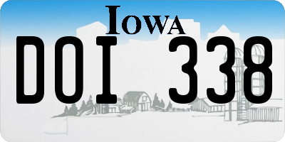 IA license plate DOI338