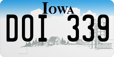 IA license plate DOI339