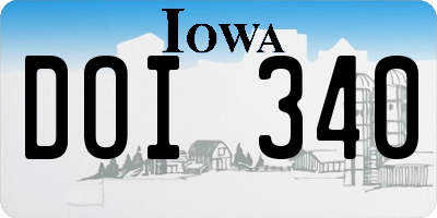 IA license plate DOI340