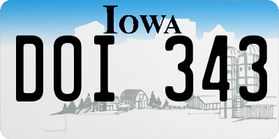 IA license plate DOI343