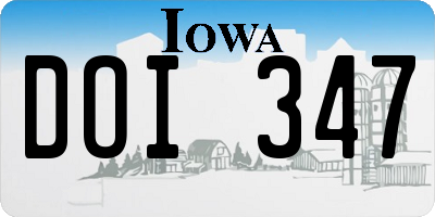 IA license plate DOI347