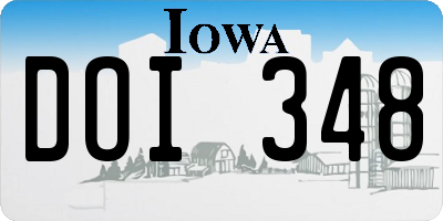 IA license plate DOI348