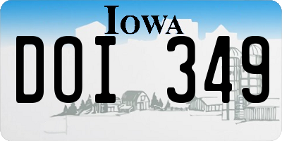 IA license plate DOI349