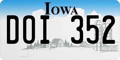 IA license plate DOI352