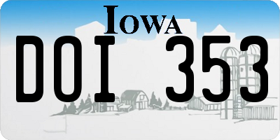 IA license plate DOI353