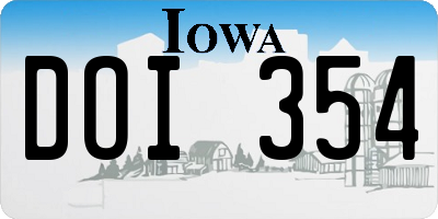 IA license plate DOI354